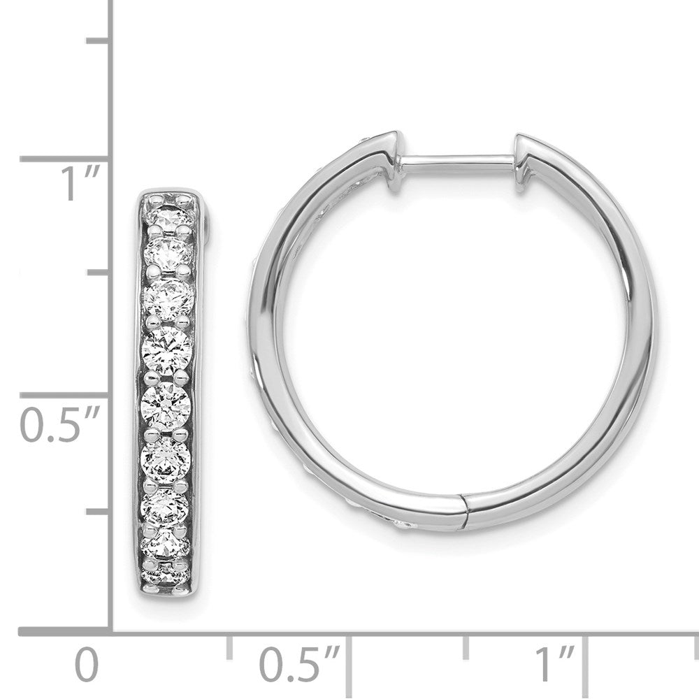 14k White Gold Diamond Hoop Earrings