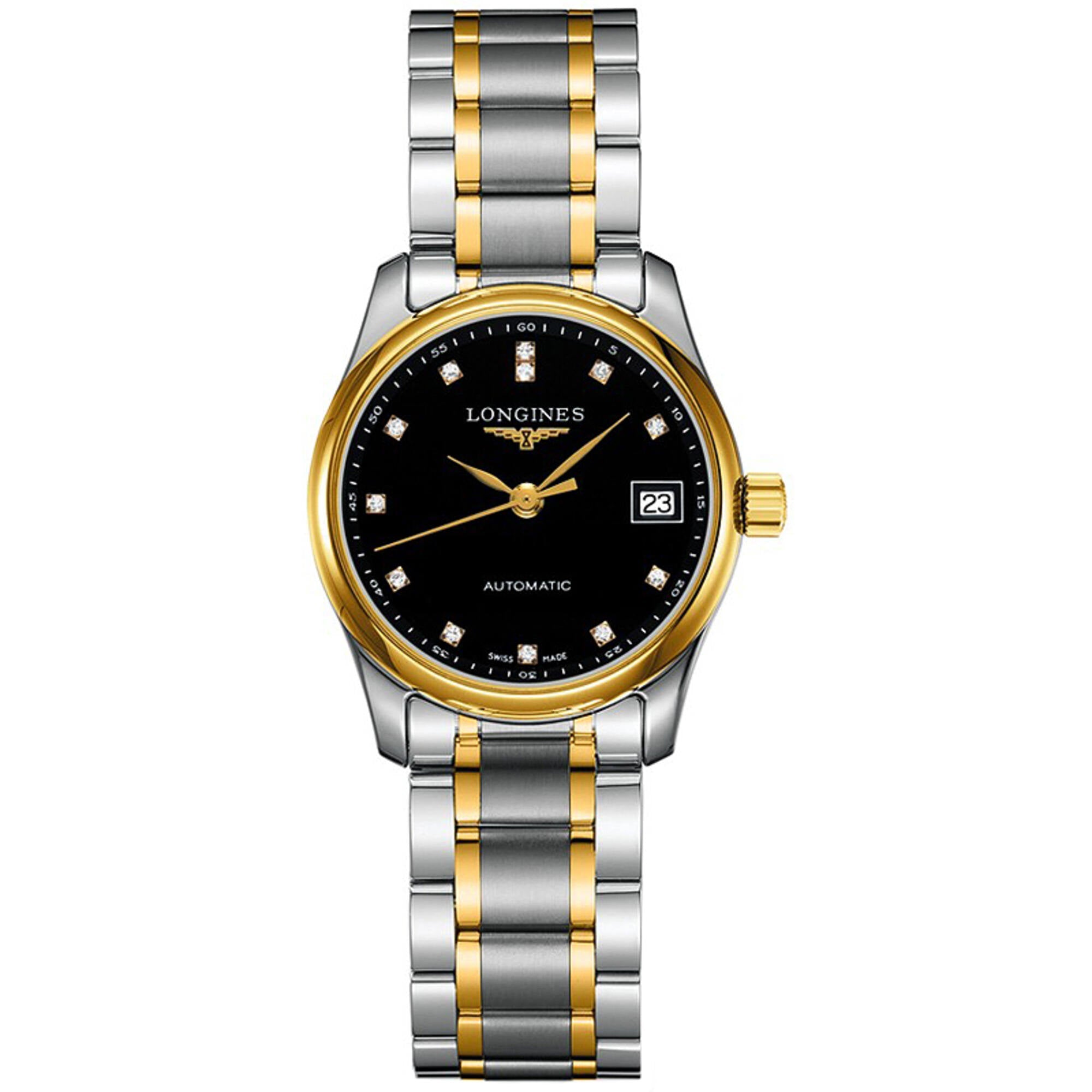 Longines Women's Watch - Master Diamond Black Dial Two Tone Bracelet | L22575577