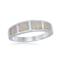 Sterling Silver Milky Inlay Opal Squares Ring - W-9914