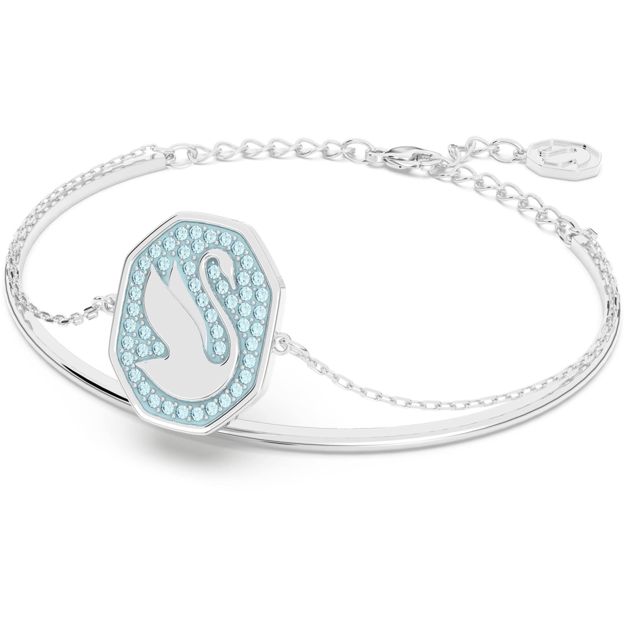 Swarovski Women's Bangle Bracelet - Signum Swan Blue Crystal Rhodium Plated | 5628552