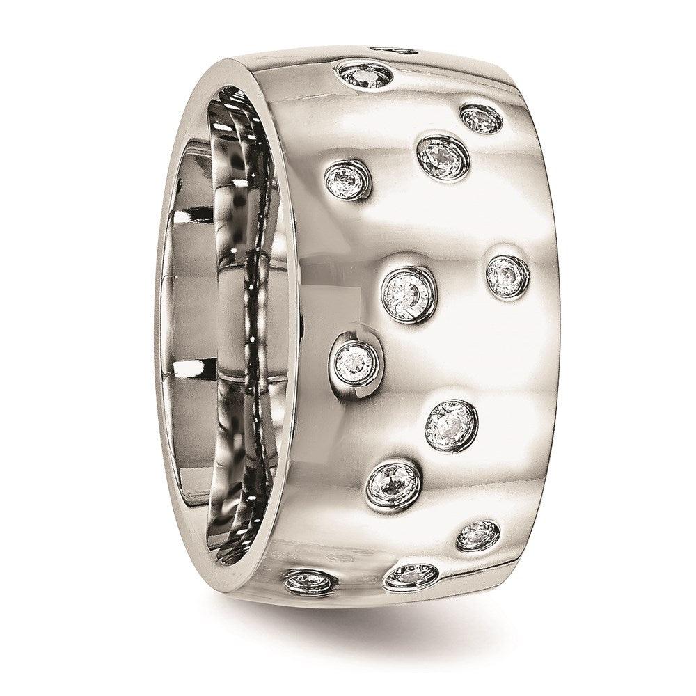 Stainless Steel Polished CZ Ring
