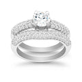 Sterling Silver CZ Engagement and Wedding Ring Set - W-9897