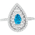 Women's Ring - Pearshape Swiss Blue with White Topaz, Size 7 | BLW-1249-7