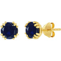 Classic Women's Earrings - Gold Plated September Birthstone Round 6mm Stud | D-8282