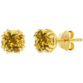 Classic Women's Earrings - Gold Plated November Birthstone Round 6mm Stud | D-8284