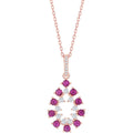Classic Women's Pendant - Sterling Silver Rose Gold Ruby CZ Pearshaped | K-8345