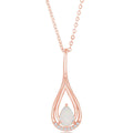 Women's Pendant - Sterling Silver Rose Gold White Opal with CZ | K-8481-RG