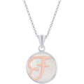 Classic Women's Pendant - Sterling Silver MOP and Rose Gold F Script Initial | K-8607