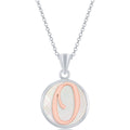 Classic Women's Pendant - Sterling Silver MOP and Rose Gold O Script Initial | K-8617