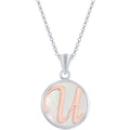 Classic Women's Pendant - Sterling Silver MOP and Rose Gold U Script Initial | K-8623