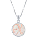 Classic Women's Pendant - Sterling Silver MOP and Rose Gold X Script Initial | K-8626