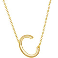 Classic Women's Necklace - Sterling Silver Gold Tone Sideways C Initial | L-4212-GP