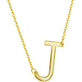 Classic Women's Necklace - Sterling Silver Gold Tone Sideways J Initial | L-4219-GP