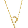 Classic Women's Necklace - Sterling Silver Gold Tone Sideways P Initial | L-4225-GP