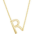 Classic Women's Necklace - Sterling Silver Gold Tone Sideways R Initial | L-4227-GP