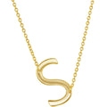 Classic Women's Necklace - Sterling Silver Gold Tone Sideways S Initial | L-4228-GP