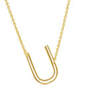 Classic Women's Necklace - Sterling Silver Gold Tone Sideways U Initial | L-4230-GP