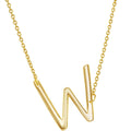 Classic Women's Necklace - Sterling Silver Gold Tone Sideways W Initial | L-4232-GP