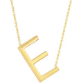 Classic Women's Necklace - Sterling Silver Gold Large Sideways E Initial | L-4265