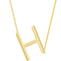 Classic Women's Necklace - Sterling Silver Gold Large Sideways H Initial | L-4268