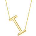 Classic Women's Necklace - Sterling Silver Gold Large Sideways I Initial | L-4269