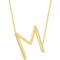 Classic Women's Necklace - Sterling Silver Gold Large Sideways M Initial | L-4273