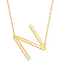 Classic Women's Necklace - Sterling Silver Gold Large Sideways N Initial | L-4274