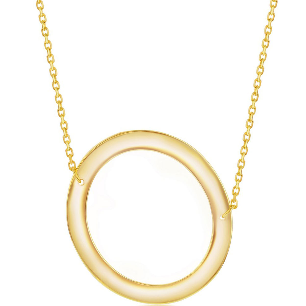 Classic Women's Necklace - Sterling Silver Gold Large Sideways O Initial | L-4275