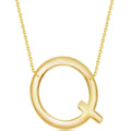 Classic Women's Necklace - Sterling Silver Gold Large Sideways Q Initial | L-4277
