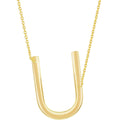 Classic Women's Necklace - Sterling Silver Gold Large Sideways U Initial | L-4281