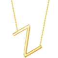 Classic Women's Necklace - Sterling Silver Gold Large Sideways Z Initial | L-4286