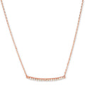 Classic Women's Necklace - Sterling Silver Rose Gold Plated CZ Curved Bar | M-4920
