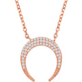 Classic Women's Necklace - Sterling Silver Rose Gold Tone Reverse Horn CZ | M-5921