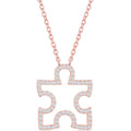 Classic Women's Necklace - Sterling Silver Rose Gold Open Puzzle Piece | M-6148-RG