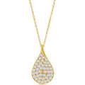 Classic Women's Necklace - Gold Plated Micro Pave White CZ Pear-Shaped | M-6588-GP