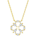 Classic Women's Necklace - Sterling Silver Gold Plated Flower Design CZ | M-6594-GP