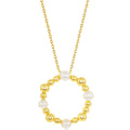 Classic Women's Necklace - Freshwater Pearl and Gold Tone Beaded Circle | M-6601-GP