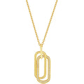 Classic Women's Necklace - Sterling Silver Gold Plated Double Oval CZ | M-6619-GP