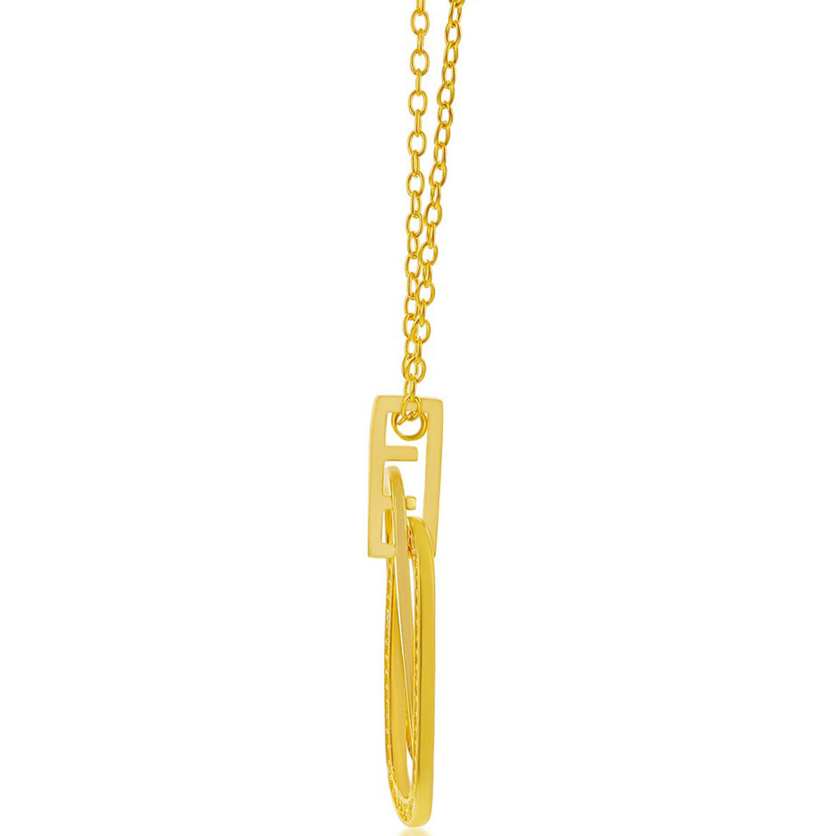 Classic Women's Necklace - Sterling Silver Gold Plated Double Oval CZ | M-6619-GP