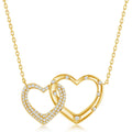 Classic Women's Necklace - Gold Tone Micro Pave CZ Interlocking Hearts | M-6630-GP