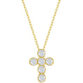 Classic Women's Necklace - Sterling Silver Gold Plated CZ Cross Design | M-6640-GP