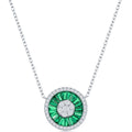 Classic Women's Necklace - Silver White CZ and Emerald CZ Baguette Circle | M-6648