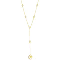 Classic Women's Necklace - Gold Bezel-Set CZ By the Yard Moon and Star | M-6651-GP
