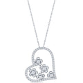 Classic Women's Necklace - Sterling Silver CZ Heart and Flowers Design | M-6665