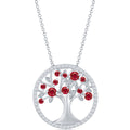 Classic Women's Necklace - Silver Garnet CZ January Birthstone Tree of Life | M-6760