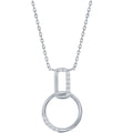 Classic Women's Necklace - Sterling Silver CZ Bar and Circle | M-6772