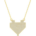 Classic Women's Necklace - Gold Plated Sterling Silver CZ Pixel Heart | M-6773-GP