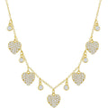 Classic Women's Necklace - Gold Plated Sterling Silver Round and Heart CZ | M-6810-GP