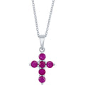 Classic Women's Necklace - Sterling Silver Ruby Cross | M-6826