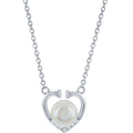 Classic Women's Necklace - Sterling Silver Round FWP with CZ Heart | M-6870